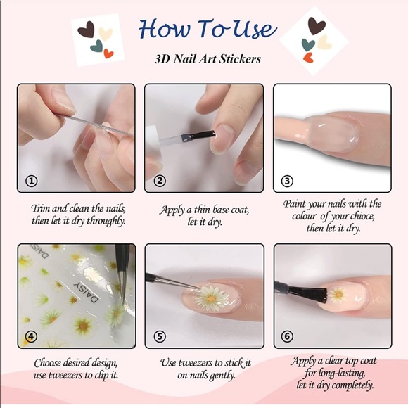 💌BO/GO$6 Valentine’s Day Nail Sticker Decals hearts love makeup teddy bear - Picture 2 of 2